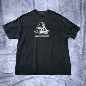 Vintage 2004 Wicked Jester Enjoy Freedom? Thank a Soldier Black Tee Shirt Sz 3XL
